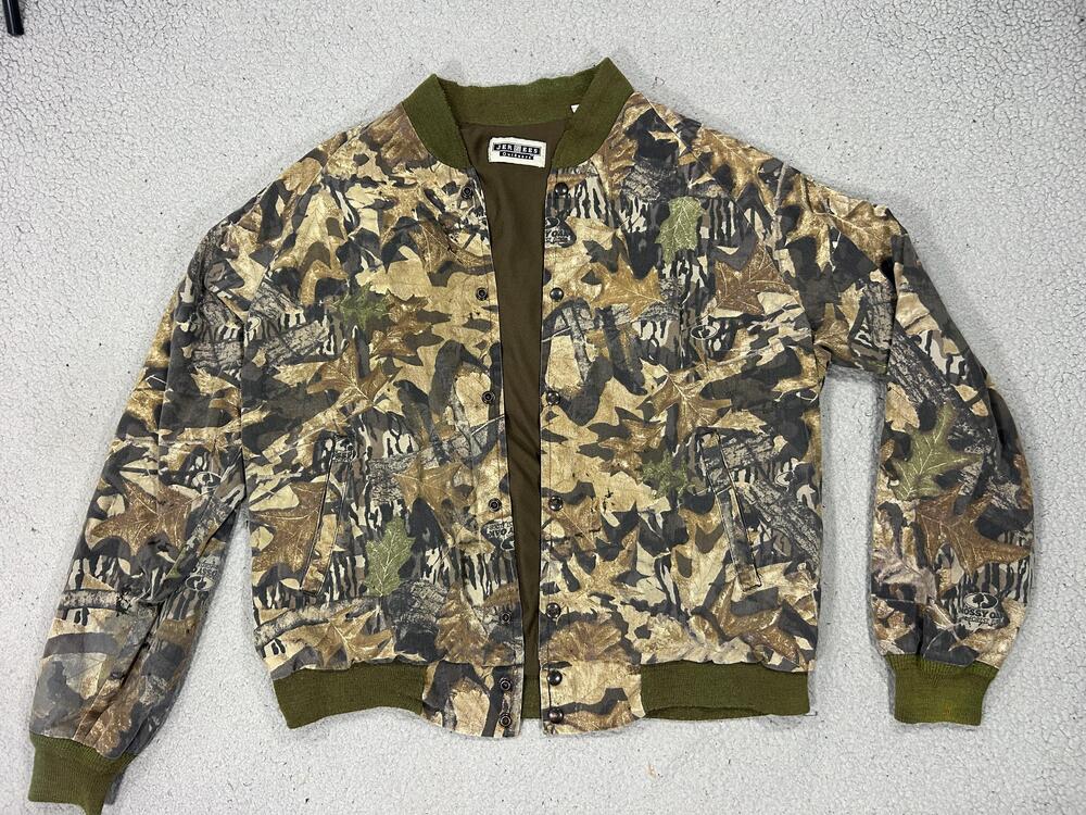 Jerzees Outdoors Jacket Mens XL Brown Camo Bomber Mossy Oak Hunting Workwear